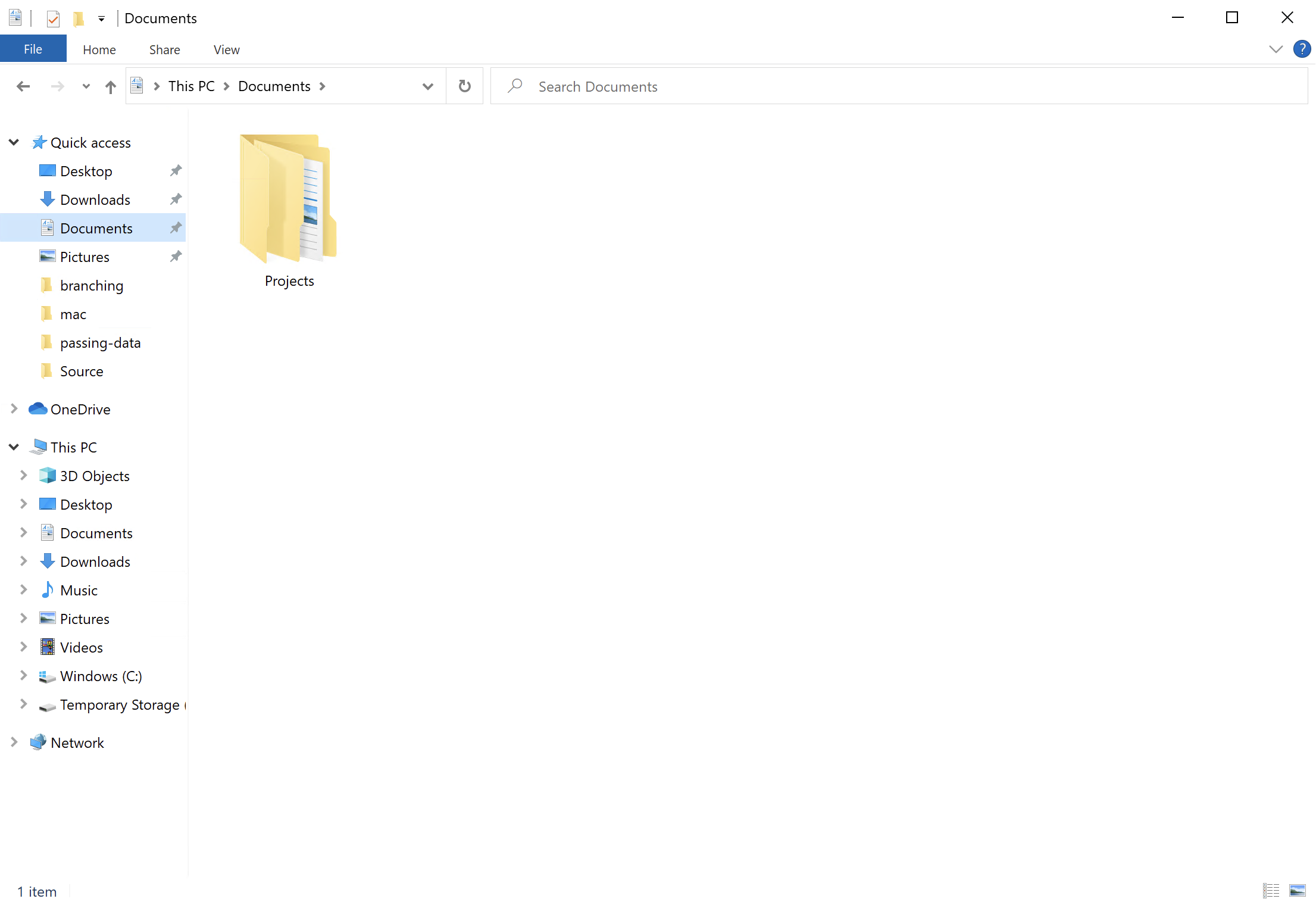 Screenshot of projects folder